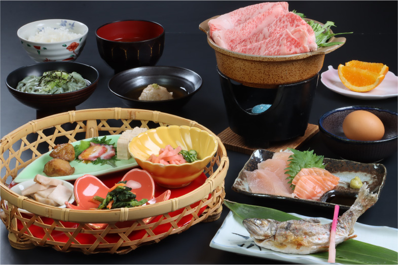 Course menu of Hida beef’s sukiyaki