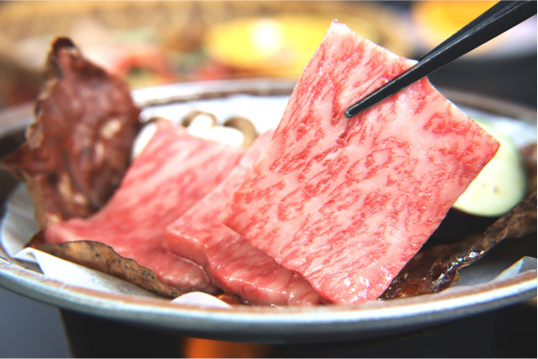 Course menu of Hida beef’s steak with Hoba-miso